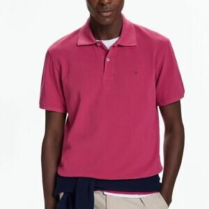 Carolina Herrera Piqué Polo Shirt in Geranium Pink Size XL